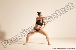 Underwear Martial art Woman White Moving poses Average long colored Dynamic poses Academic